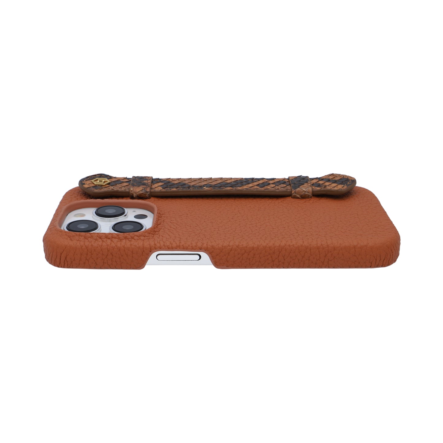 Tan with python side strap Brown - iPhone 14 pro