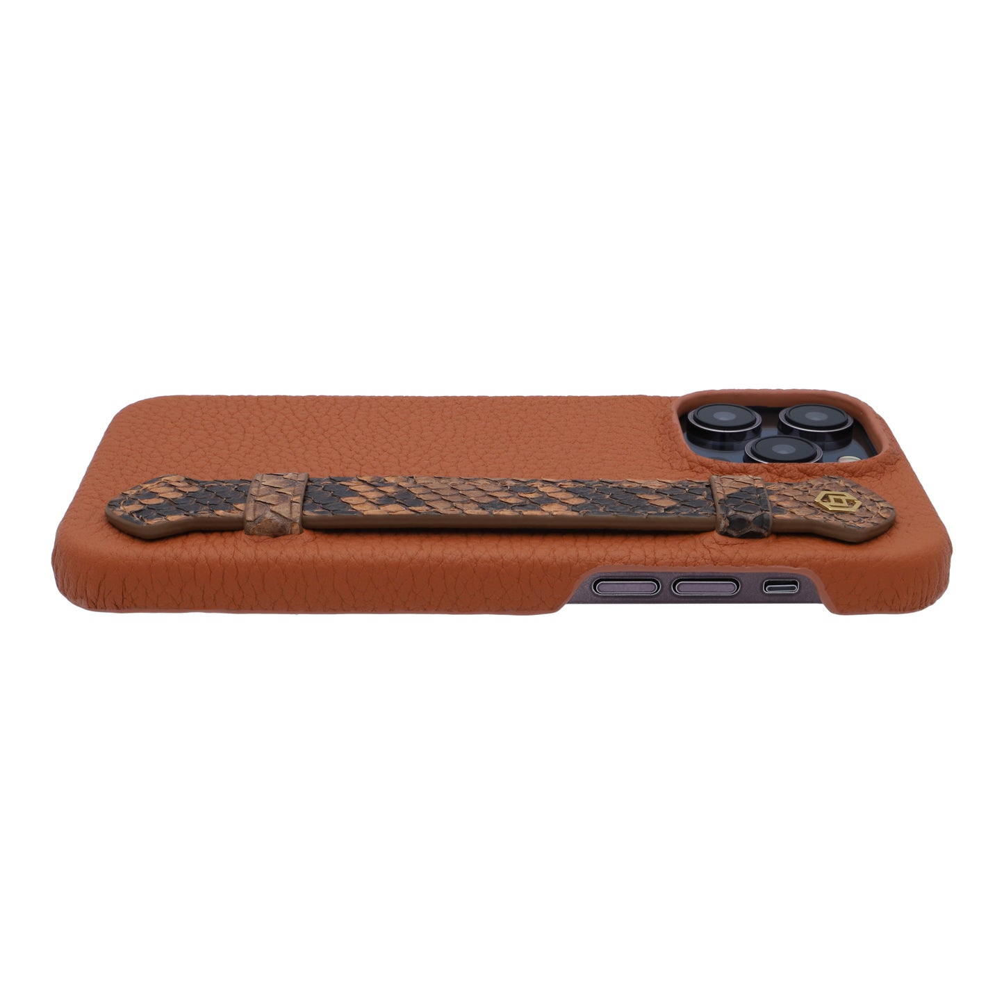 Tan with python side strap Brown - iPhone 14 pro max