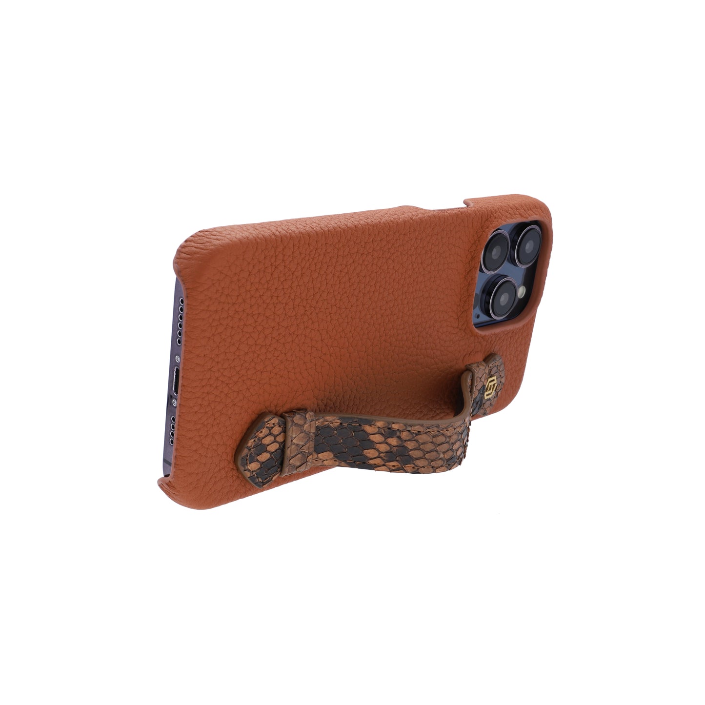 Tan with python side strap Brown - iPhone 14 pro max