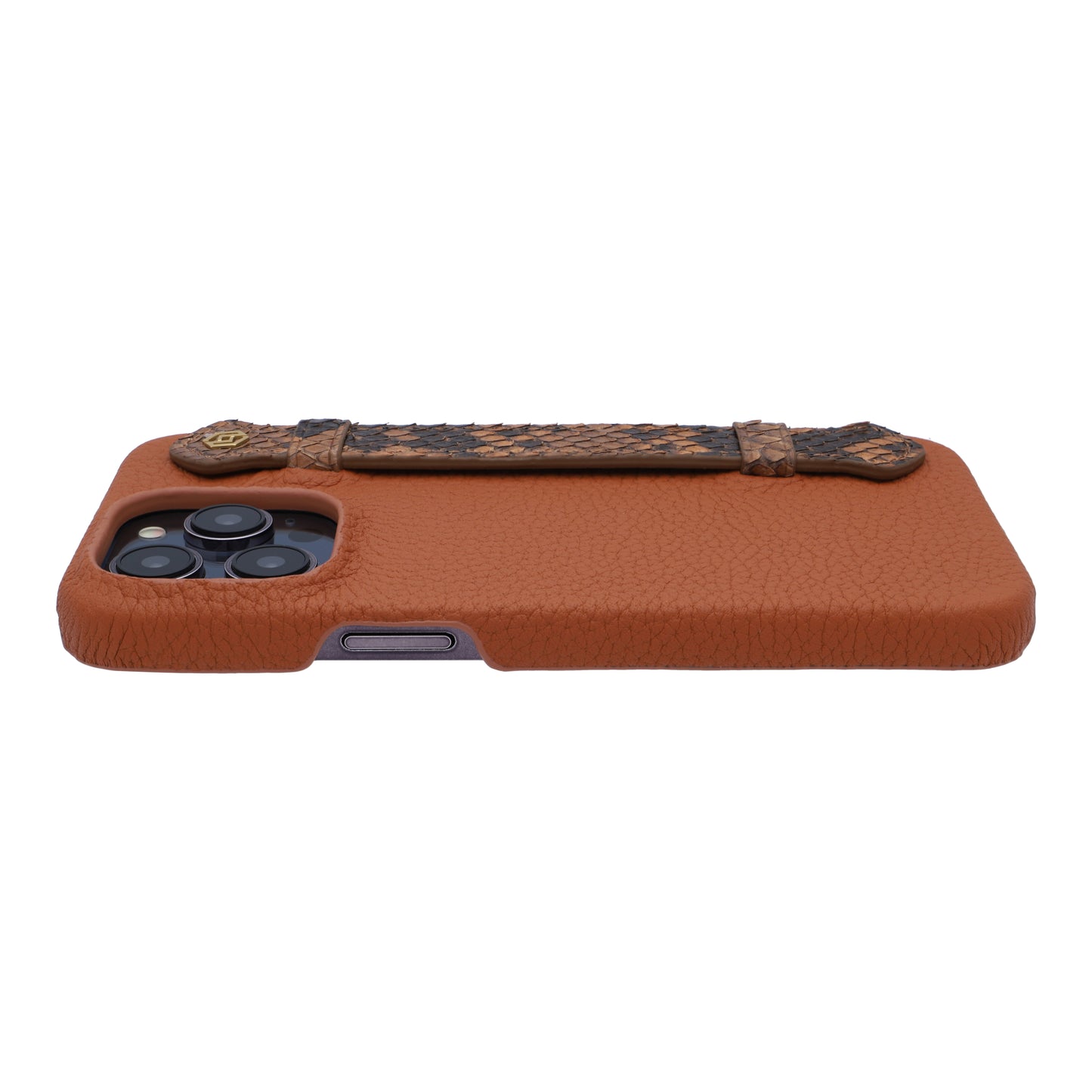 Tan with python side strap Brown - iPhone 14 pro max