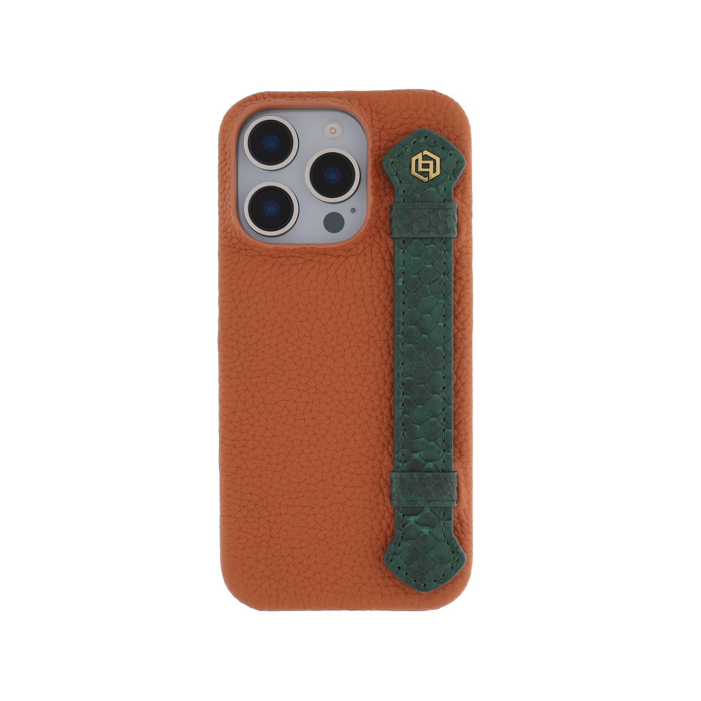 Tan with python side strap Green - iPhone 16 pro