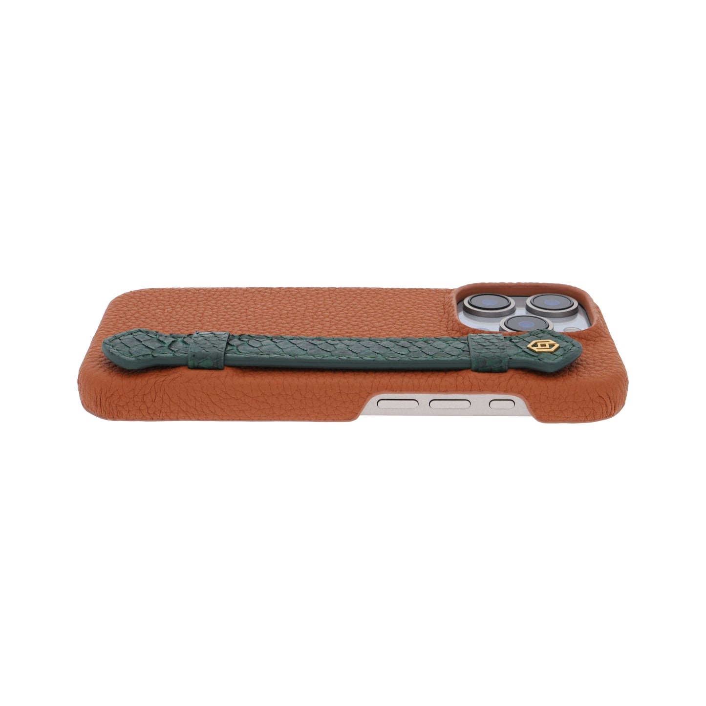Tan with python side strap Green - iPhone 16 pro