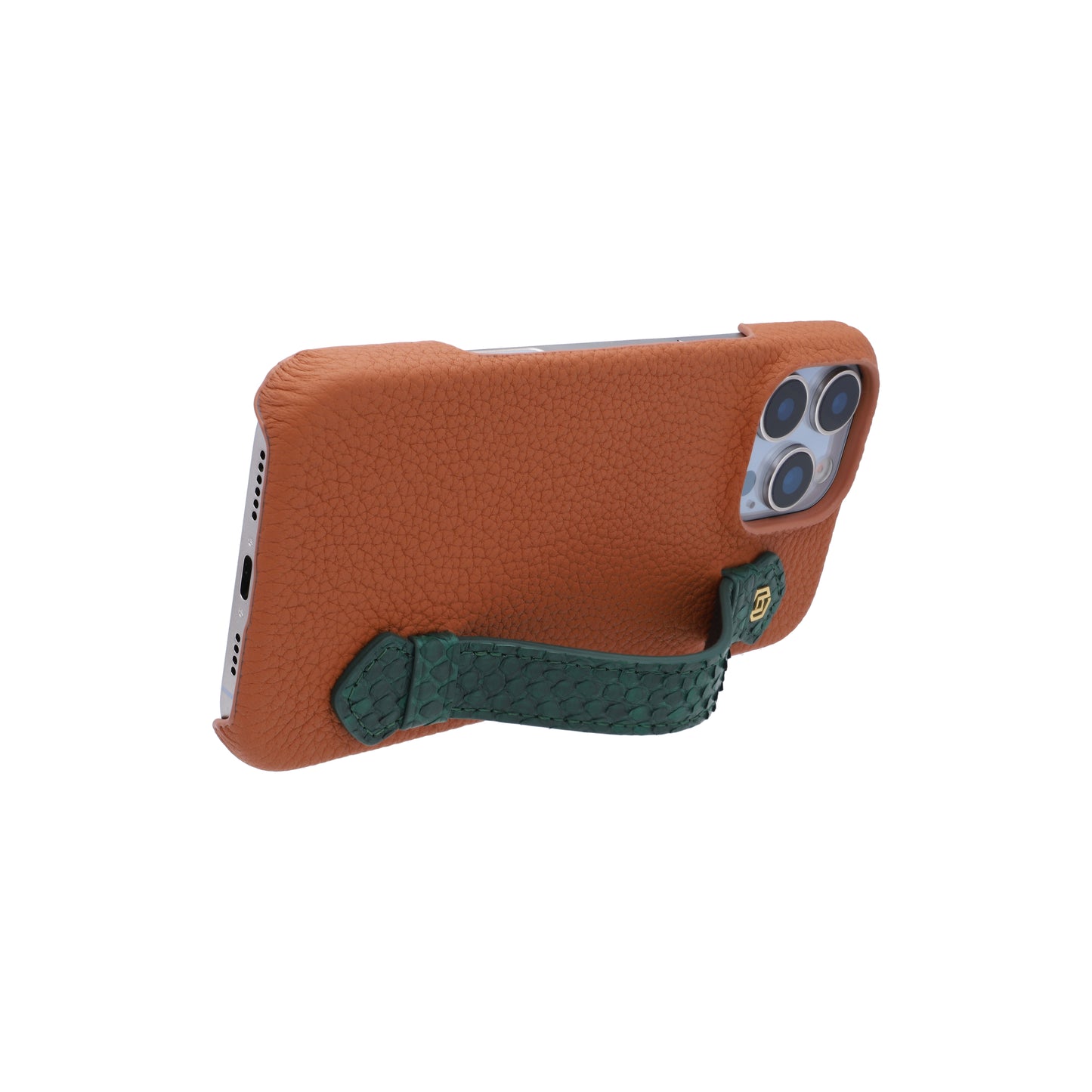 Tan with python side strap Green - iPhone 16 pro max