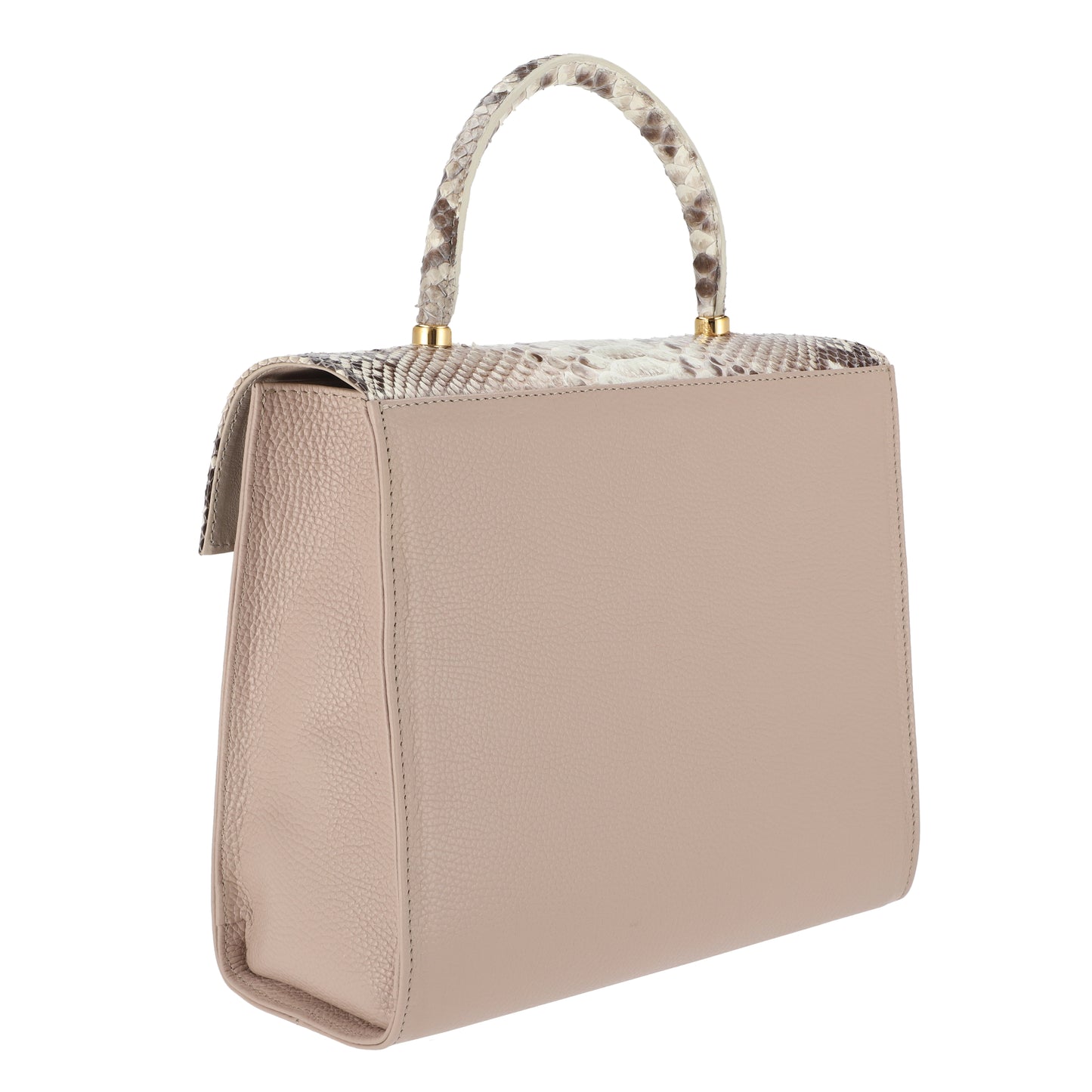 Natural w/ cream combo - Medium Bag Python with Cream Cow Leather