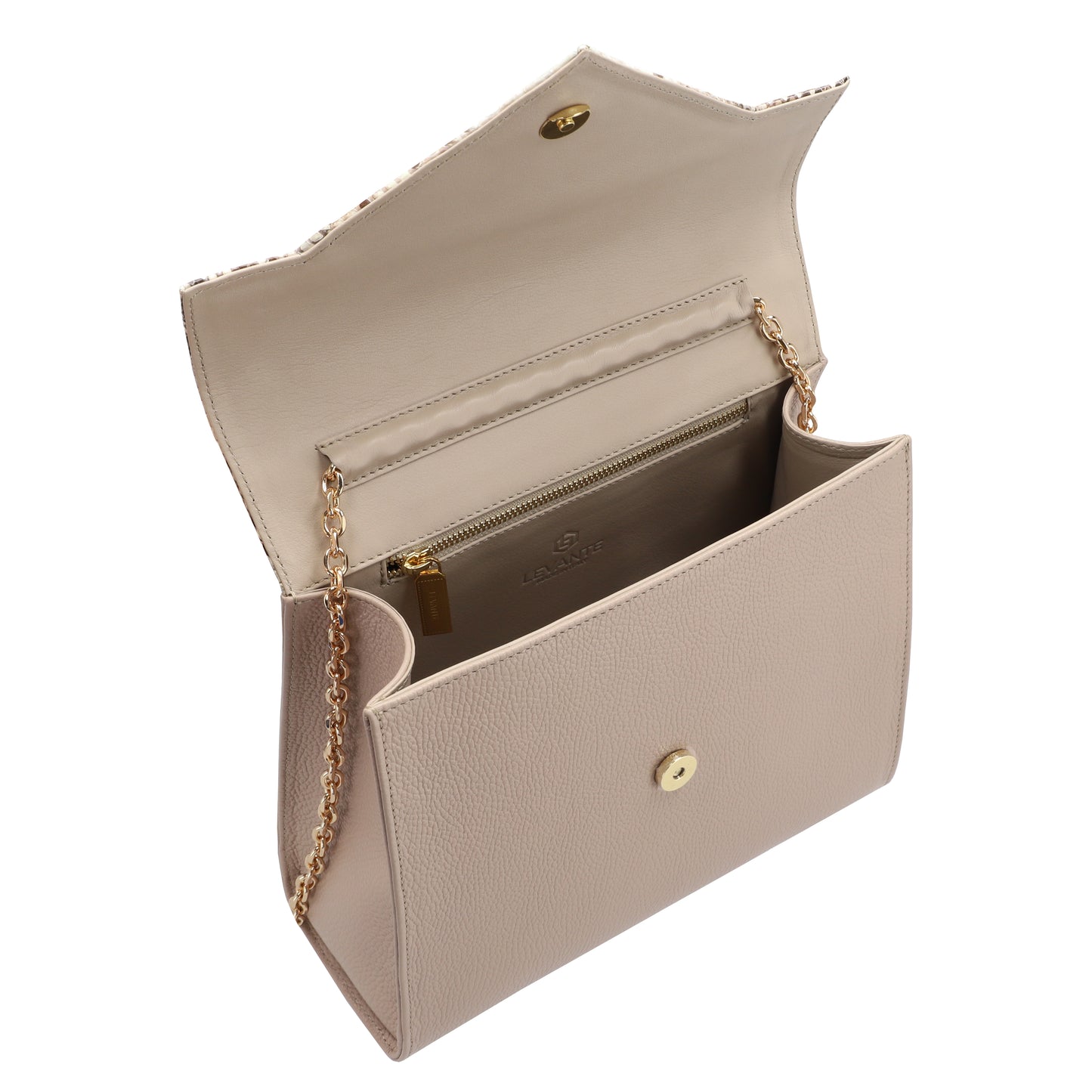 Natural w/ cream combo - Medium Bag Python with Cream Cow Leather