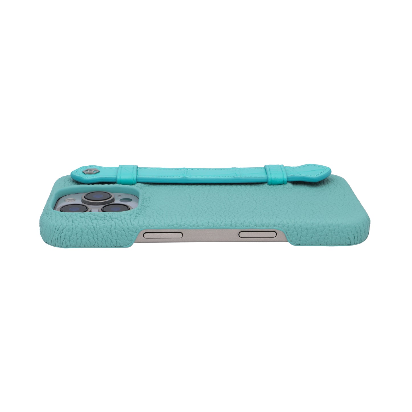 Macaron Blue with crocodile side strap Turquoise - iPhone 16 pro