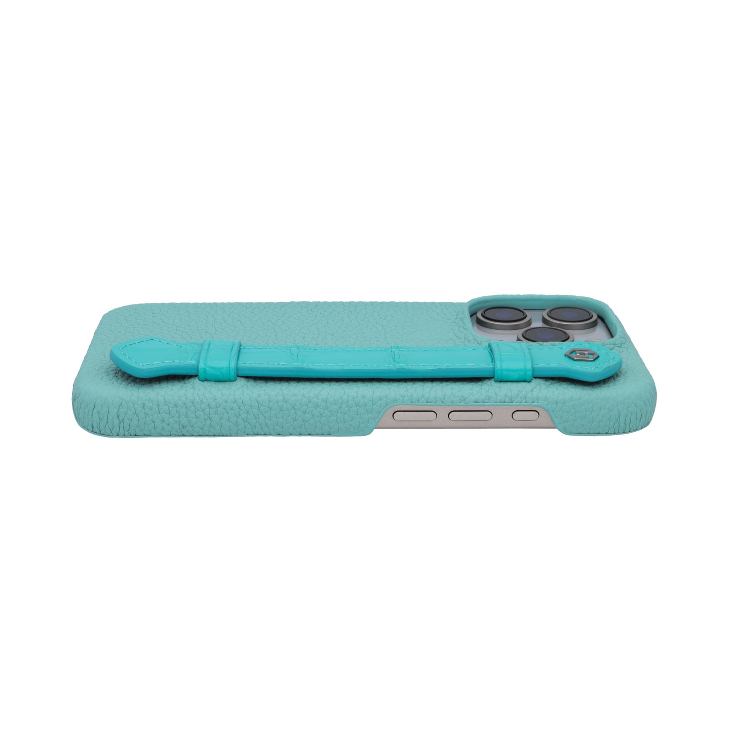 Macaron Blue with crocodile side strap Turquoise - iPhone 16 pro