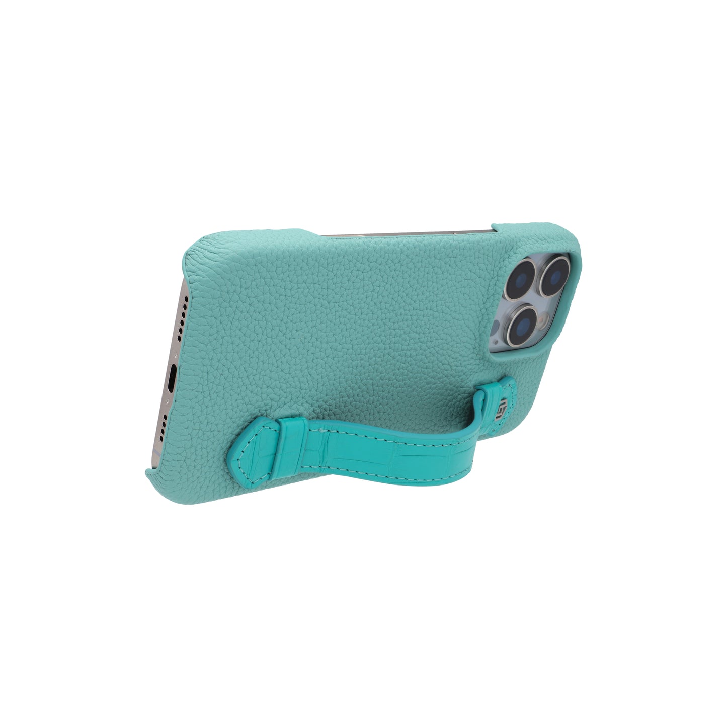 Macaron Blue with crocodile side strap Turquoise - iPhone 16 pro
