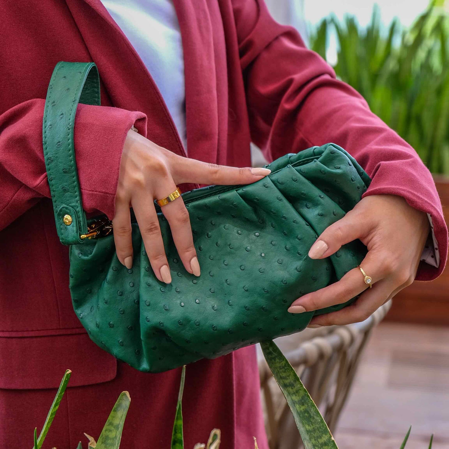 Dark Green - Pouch Ostrich