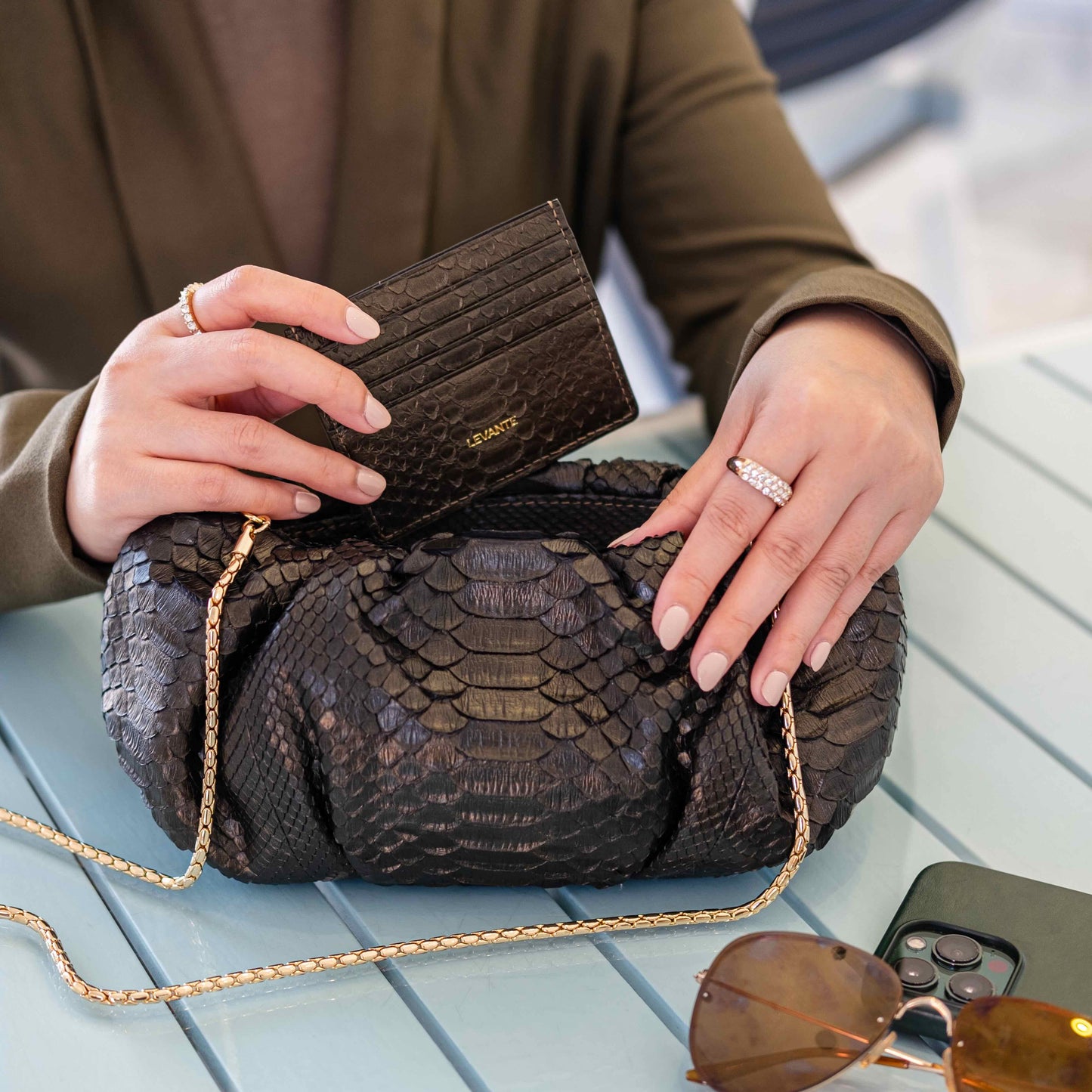 Antique Gold - Card Holder Python