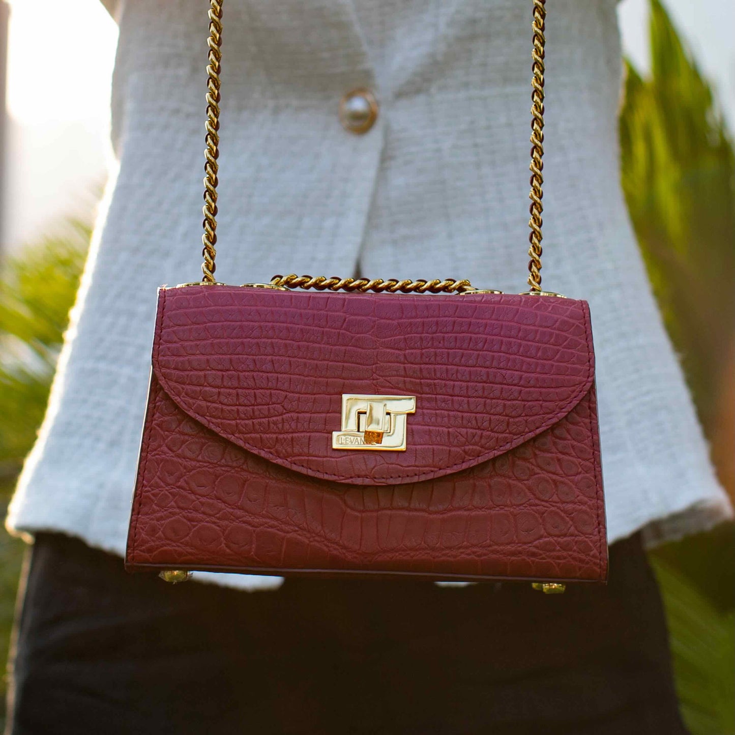 Burgundy Matt - Clutch Crocodile