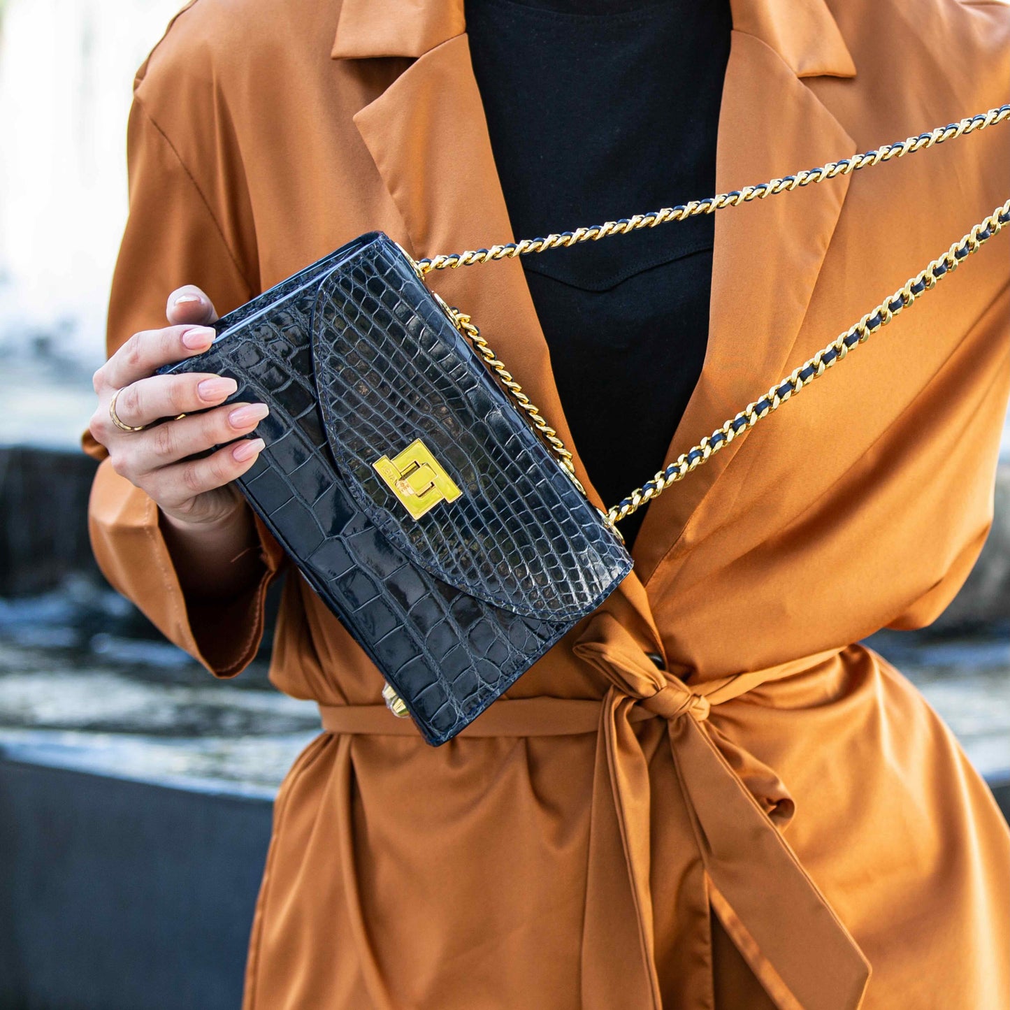 Navy Blue - Clutch Crocodile