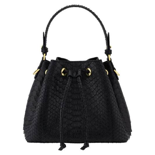 Black - Bucket Bag Python