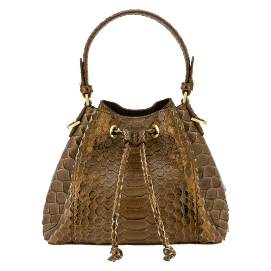 Tresor Taupe Brown - Bucket Bag Python