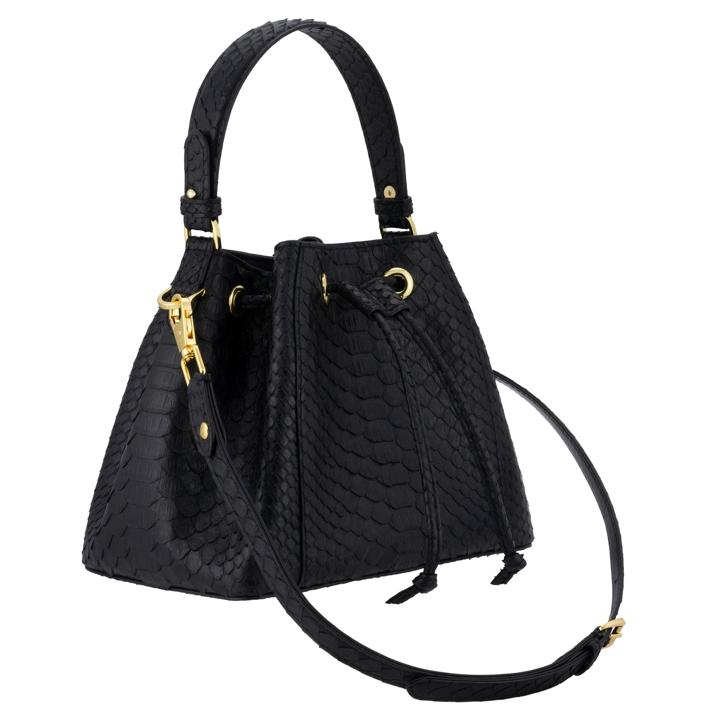 Black - Bucket Bag Python