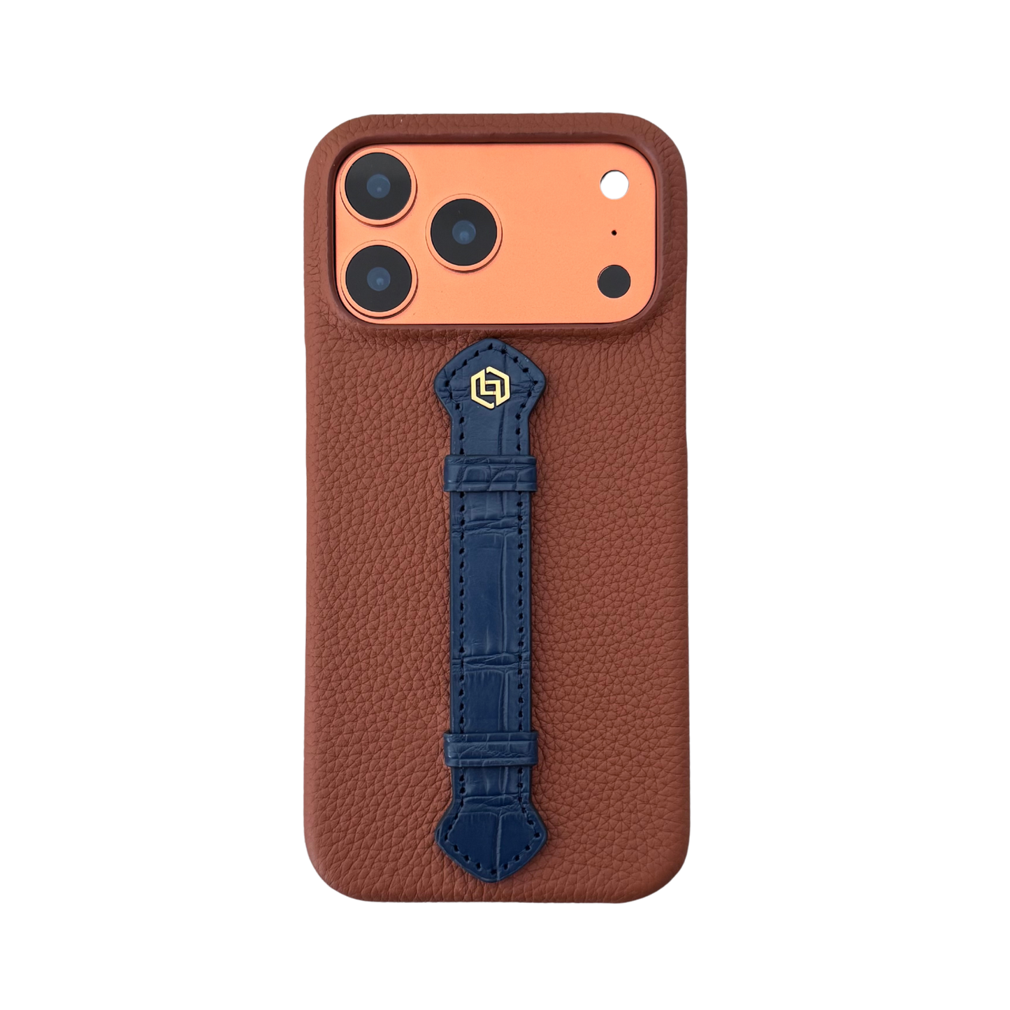 Tan togo with croco middle strap Blue - iPhone 17 pro max