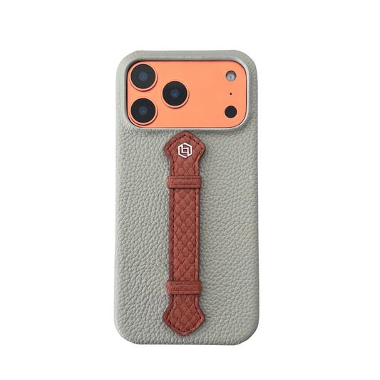 Crystal Grey togo with python middle strap Brown - iPhone 17 pro max