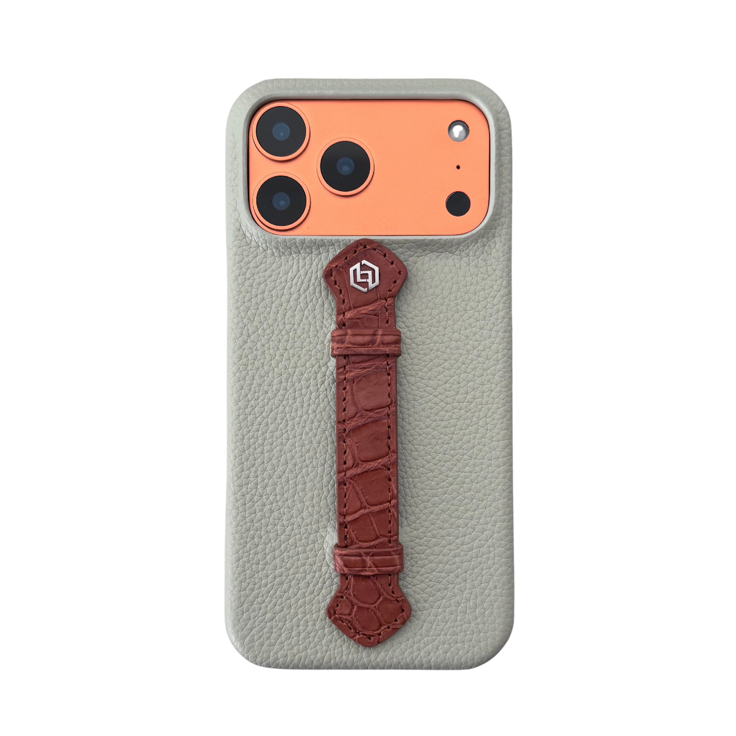 Crystal Grey togo with croco middle strap Brown - iPhone 17 pro max