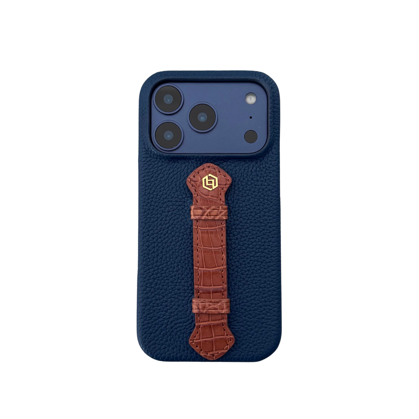 Deep Blue togo with croco middle strap Brown - iPhone 17 pro