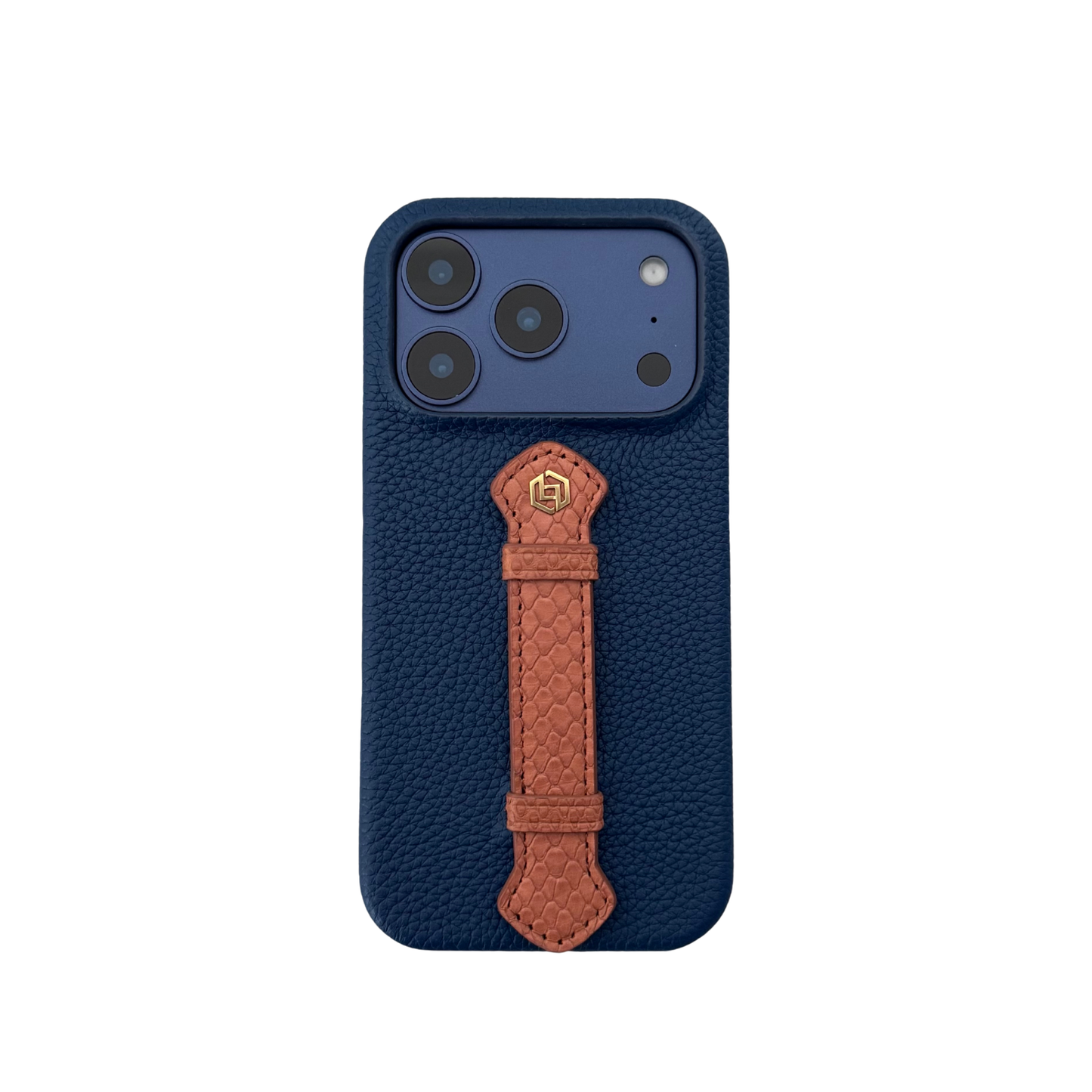 Deep Blue togo with python middle strap Tan - iPhone 17 pro