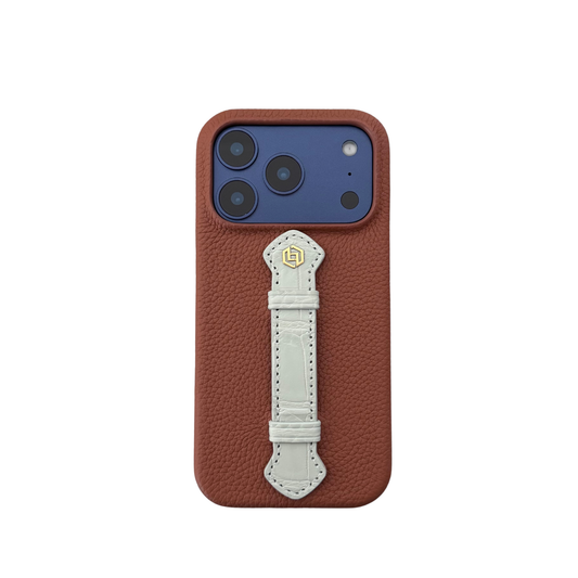 Tan togo with croco middle strap Grey - iPhone 17 pro