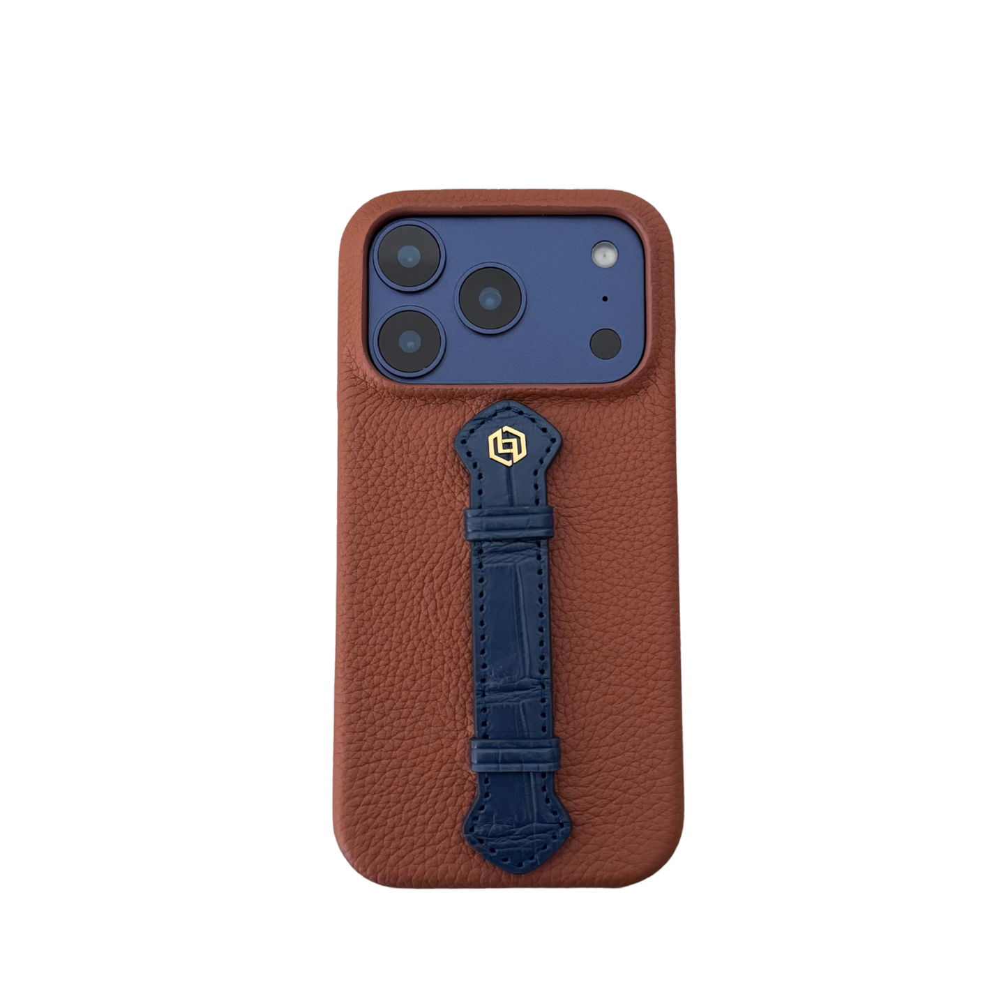 Tan togo with croco middle strap Blue - iPhone 17 pro