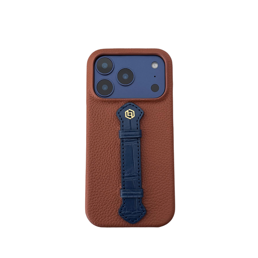 Tan togo with croco middle strap Blue - iPhone 17 pro
