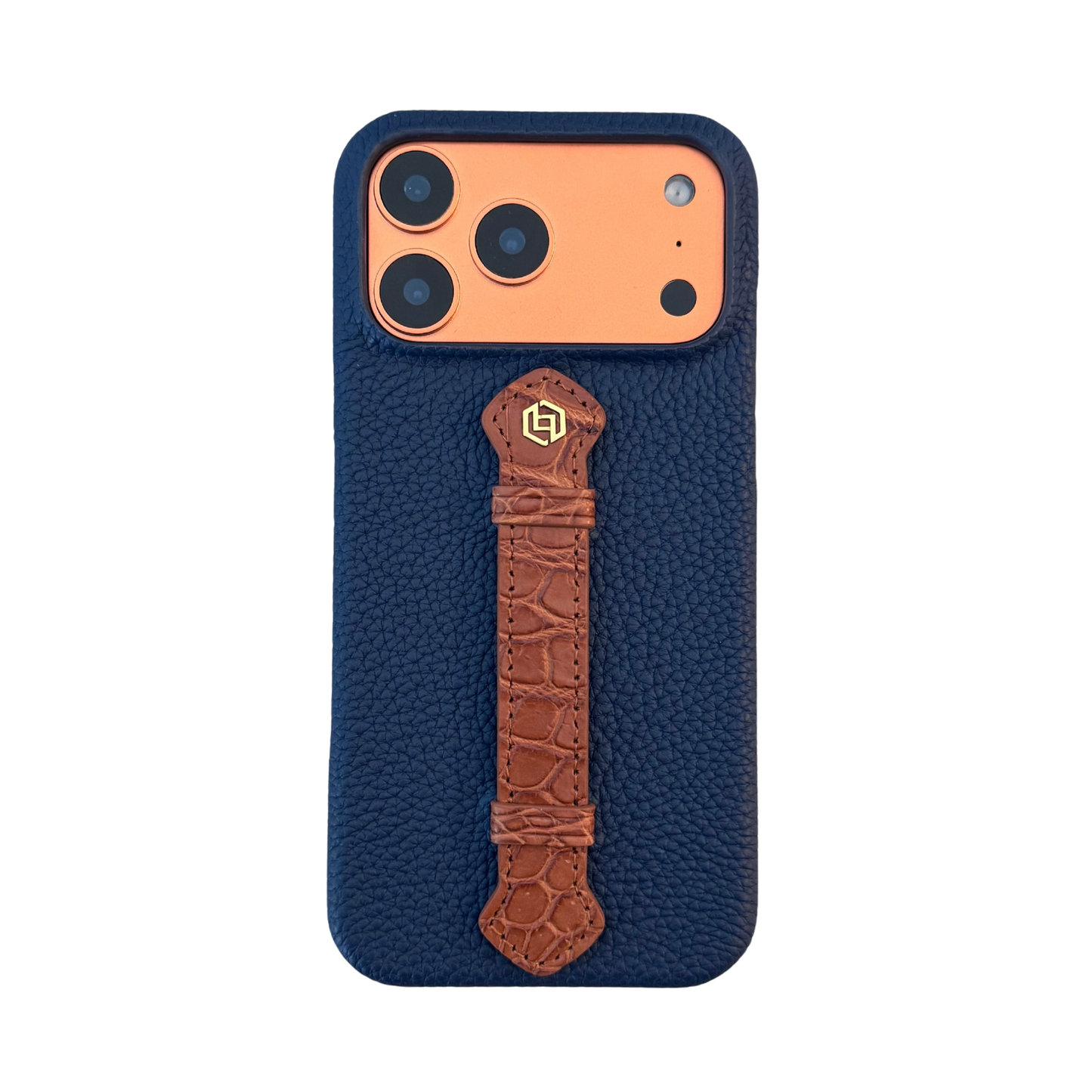 Deep Blue togo with croco middle strap Brown  - iPhone 17 pro max