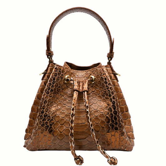 Tresor Taupe Brown - Bucket Bag Python