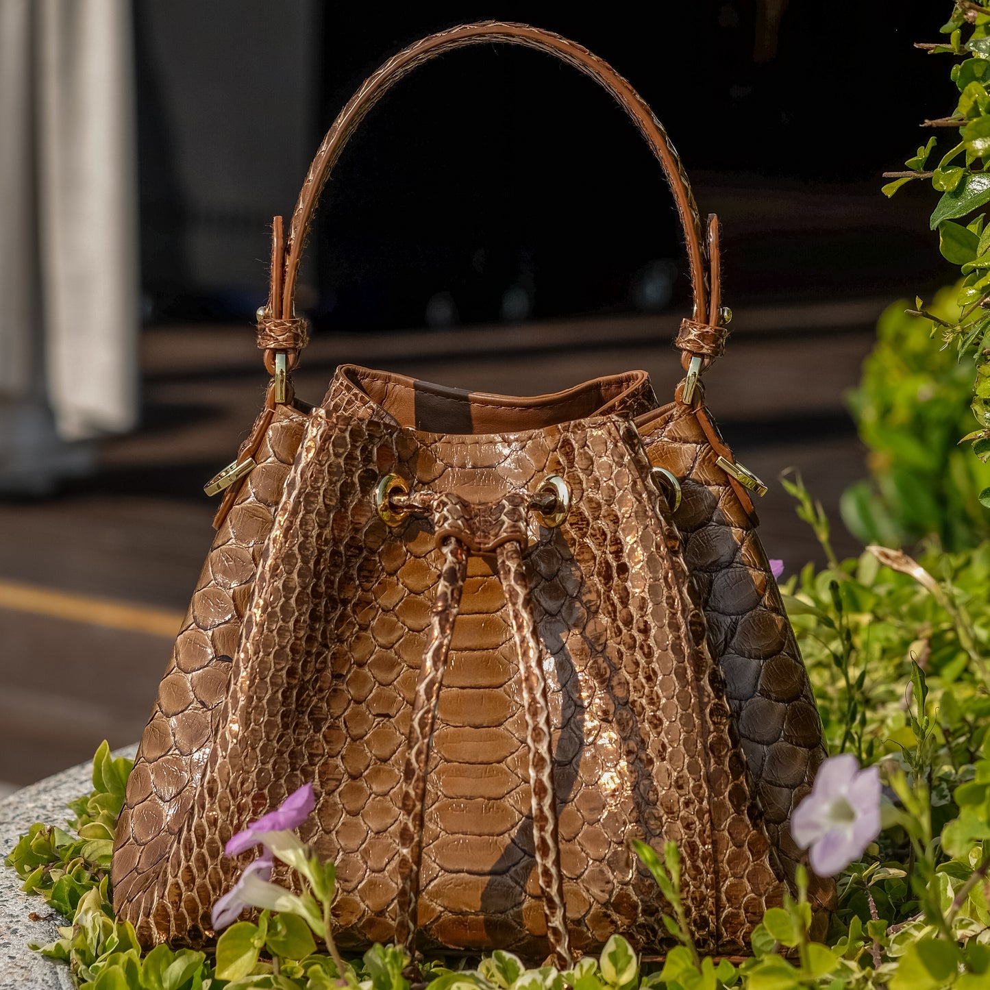 Tresor Taupe Brown - Bucket Bag Python