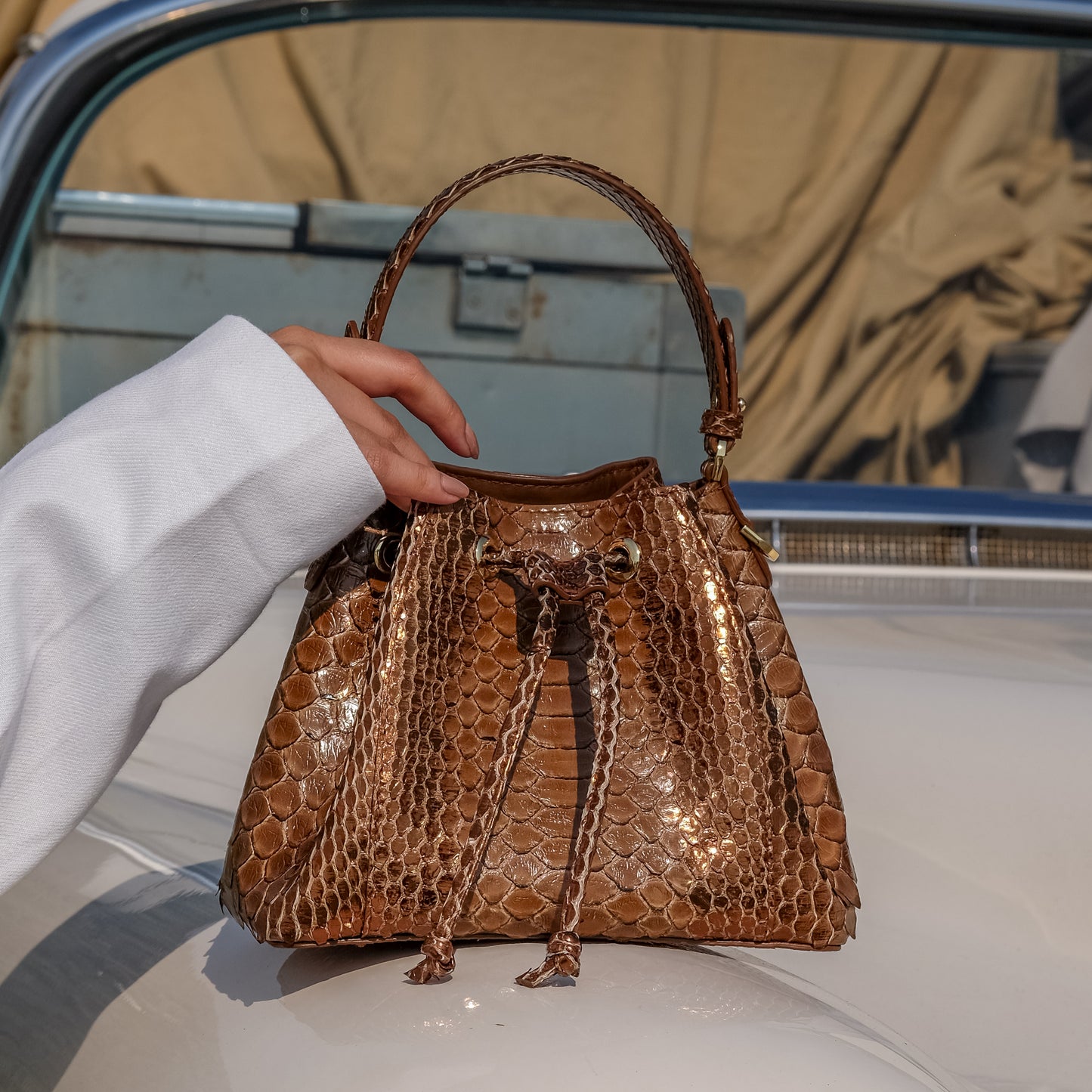 Tresor Taupe Brown - Bucket Bag Python