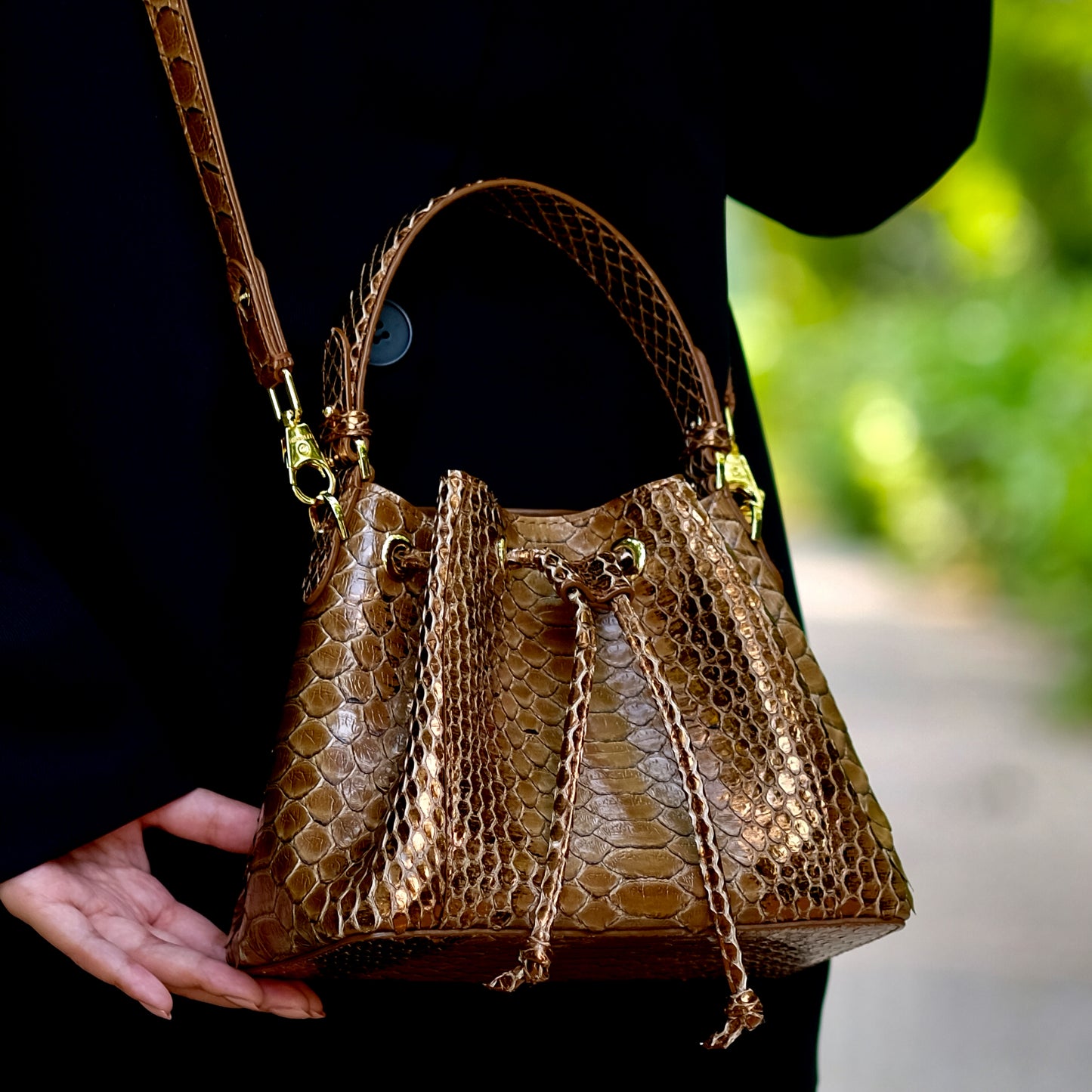 Tresor Taupe Brown - Bucket Bag Python