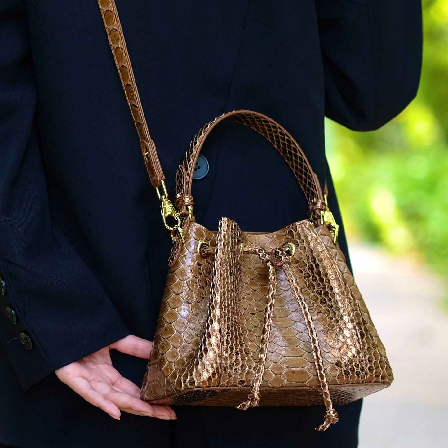 Tresor Taupe Brown - Bucket Bag Python