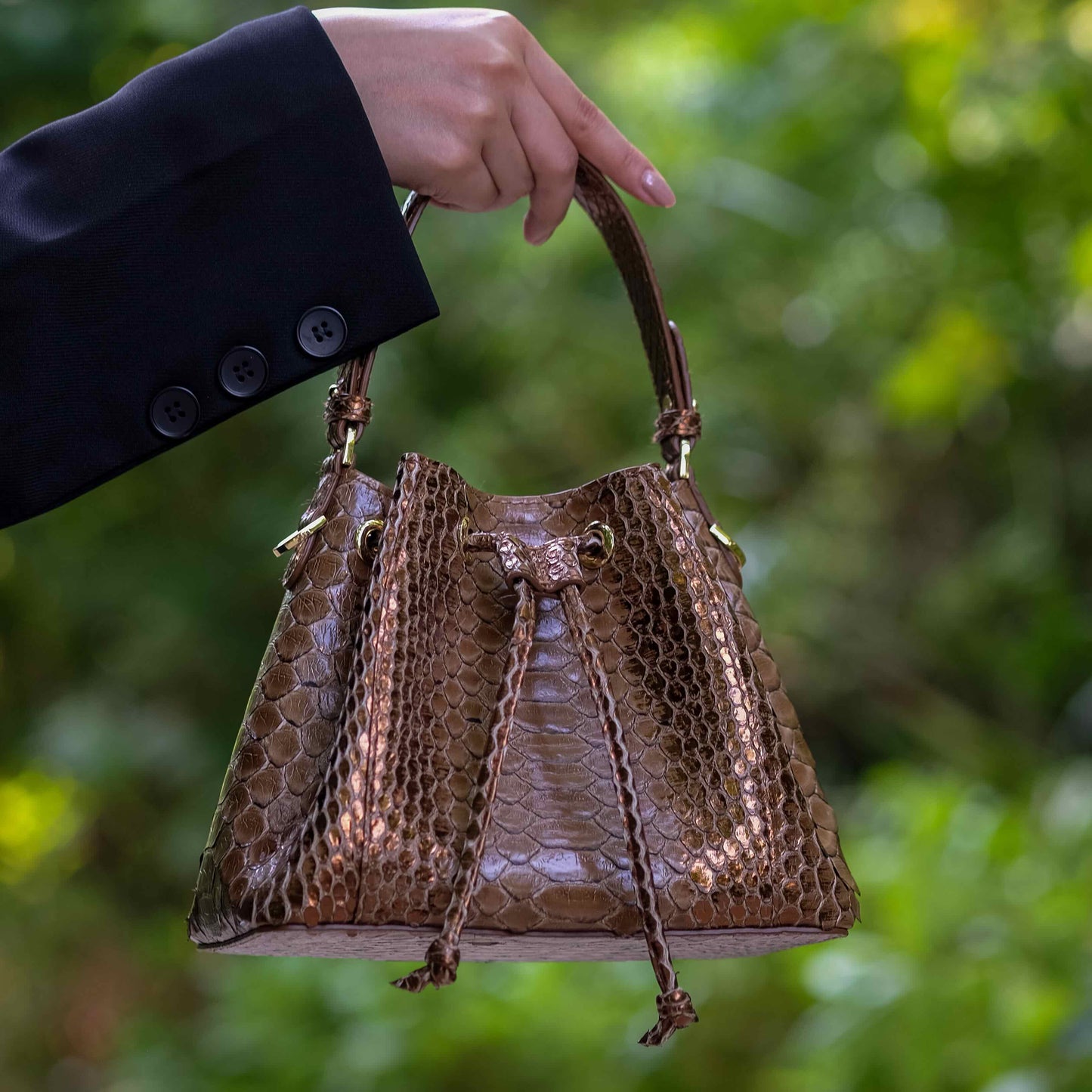 Tresor Taupe Brown - Bucket Bag Python