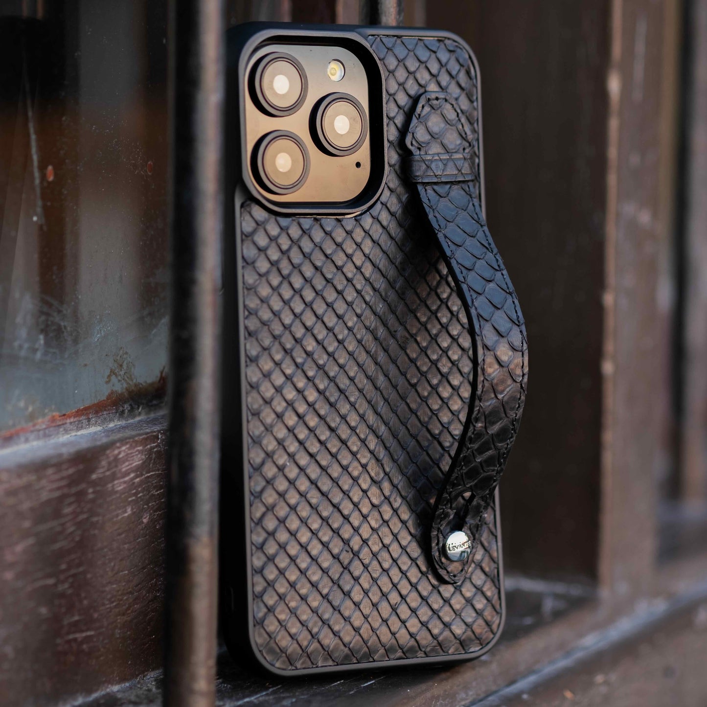 Black - iPhone 14 pro max mobile case Python (Silver Stud)