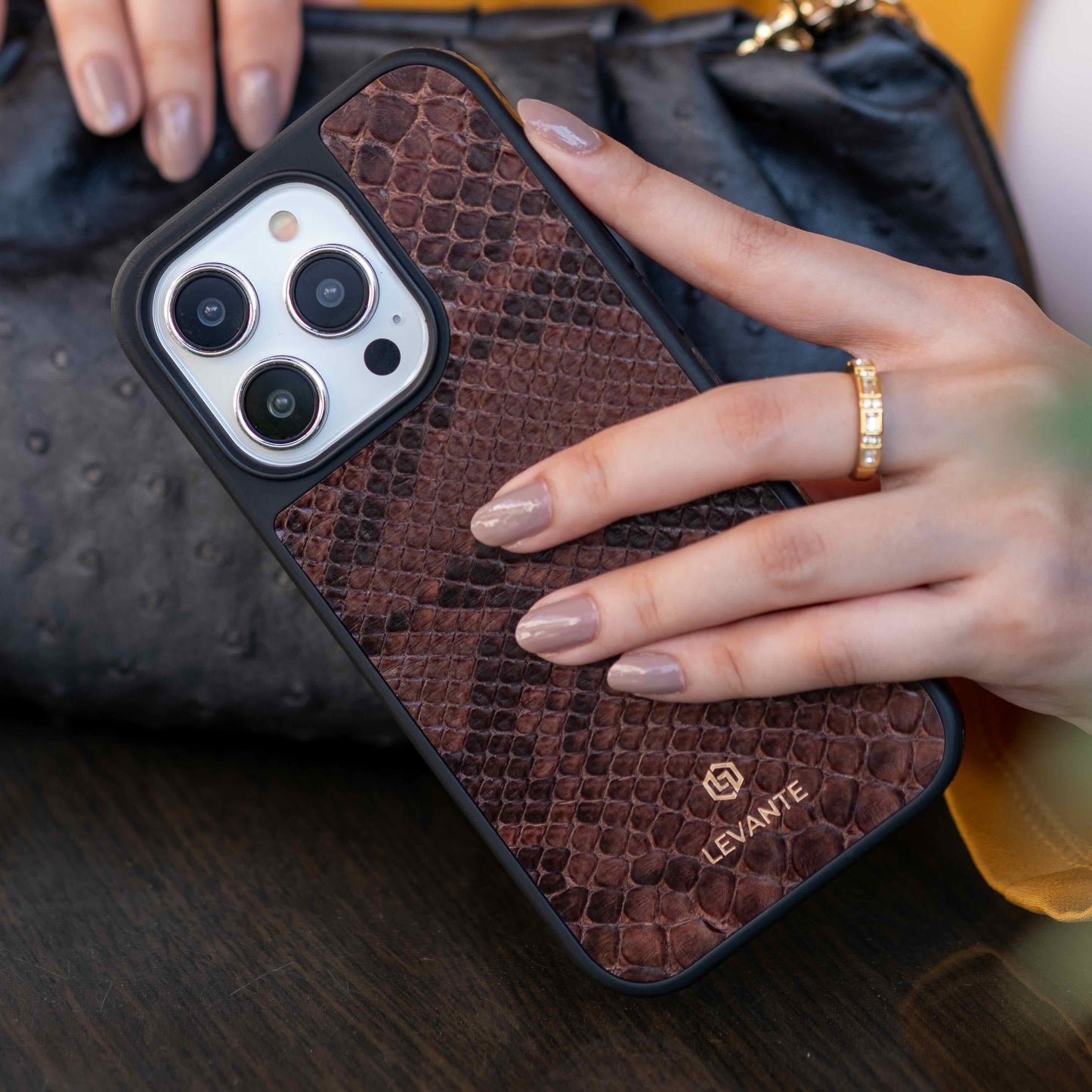 Brown - iPhone 15 pro mobile case Python