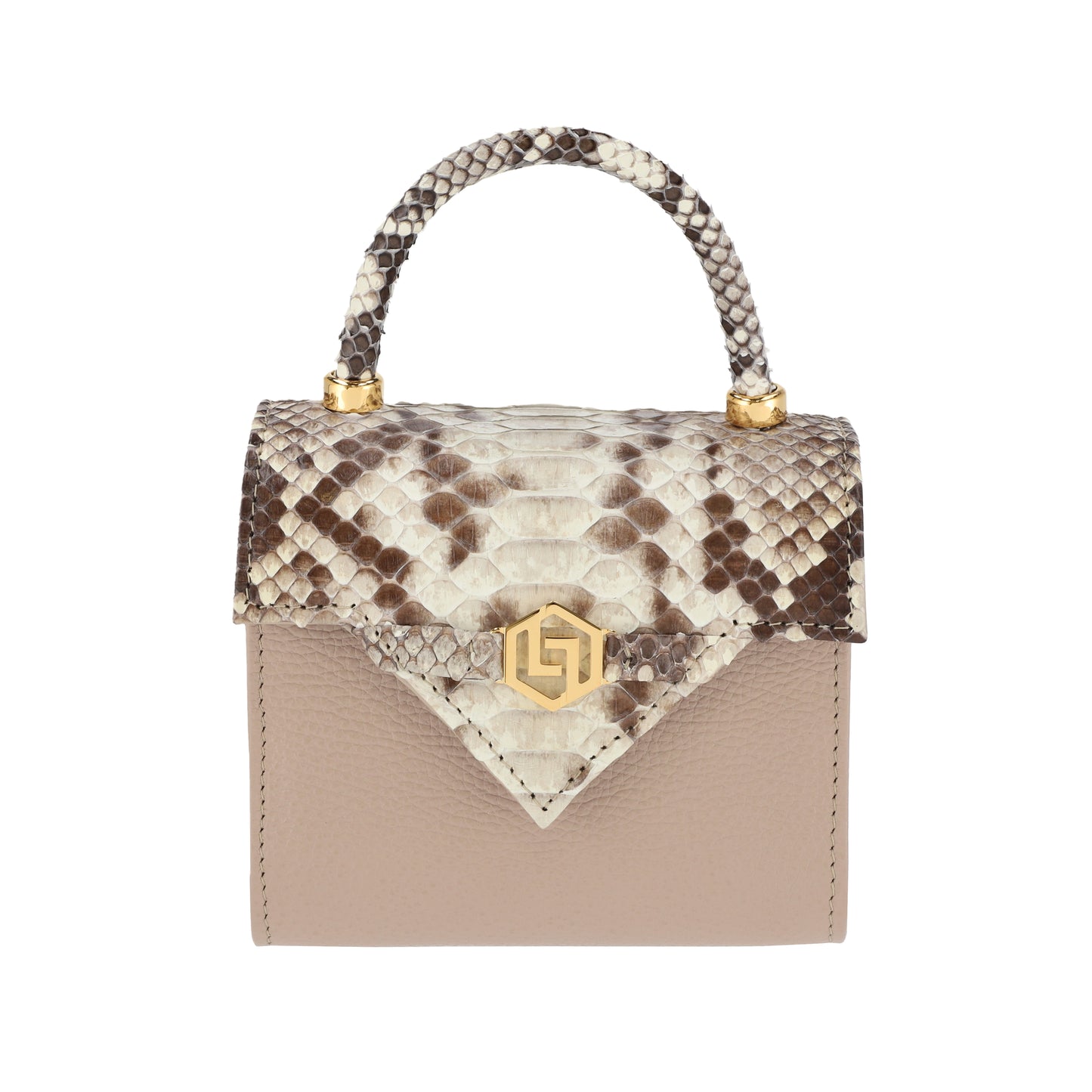 Natural w/ cream combo - Micro Bag Python with Cream Cow Leather