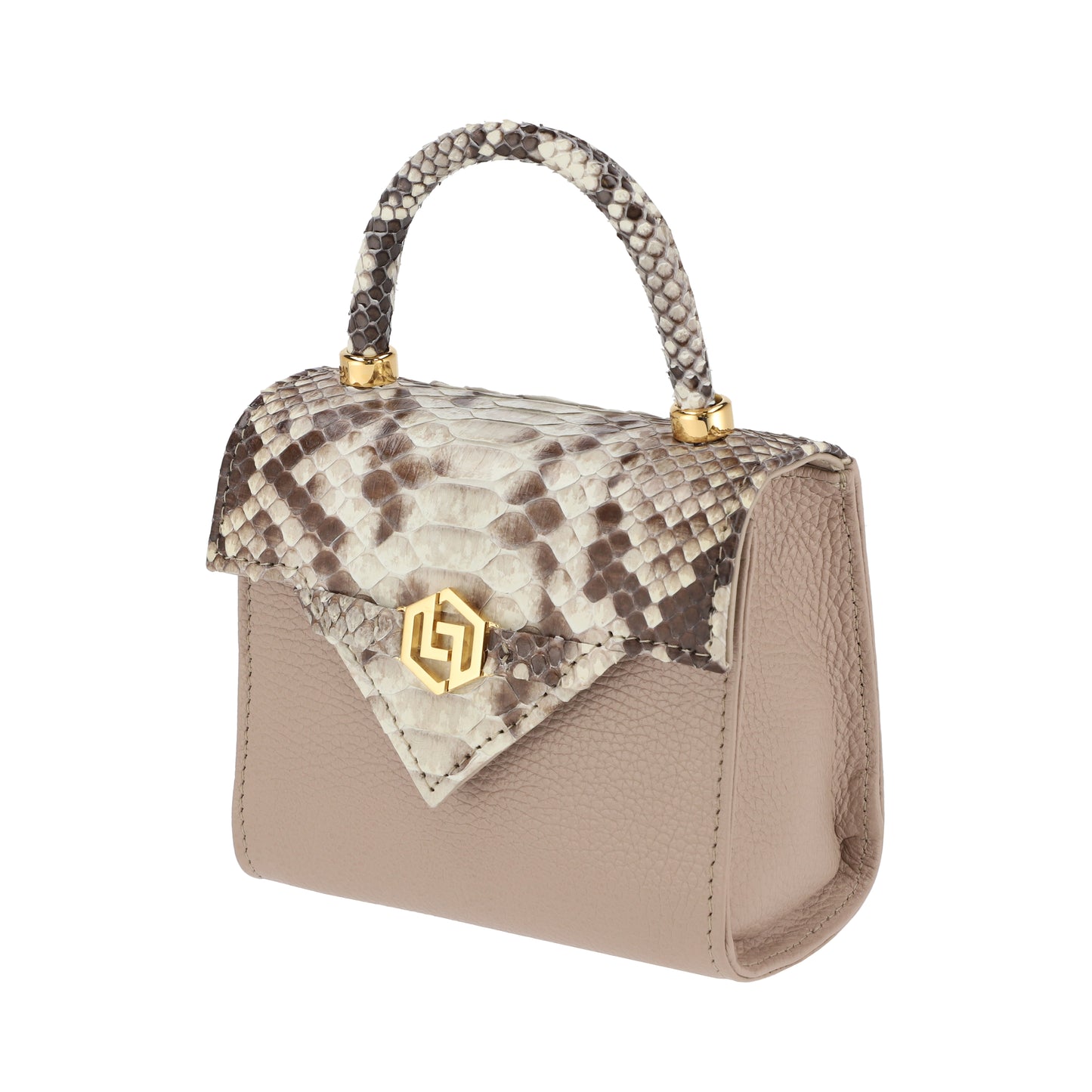 Natural w/ cream combo - Micro Bag Python with Cream Cow Leather