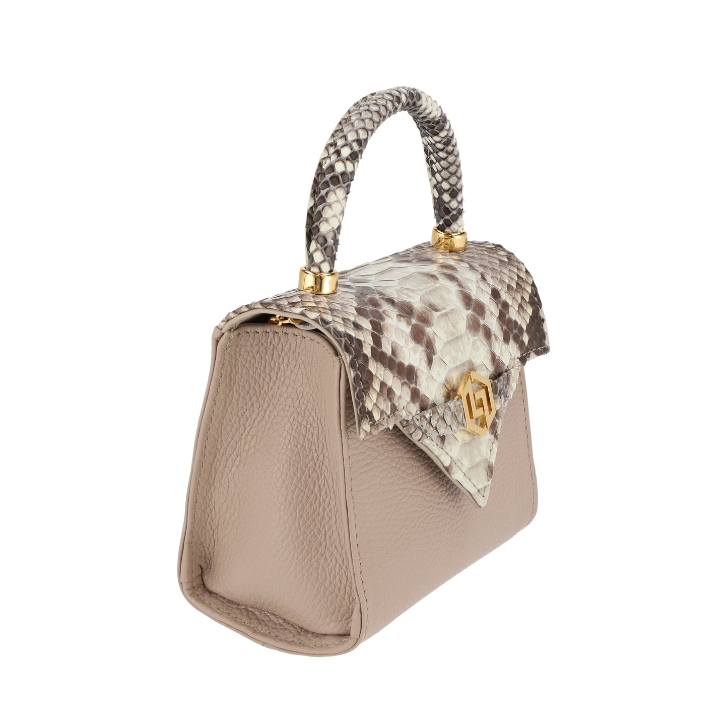 Natural w/ cream combo - Micro Bag Python with Cream Cow Leather