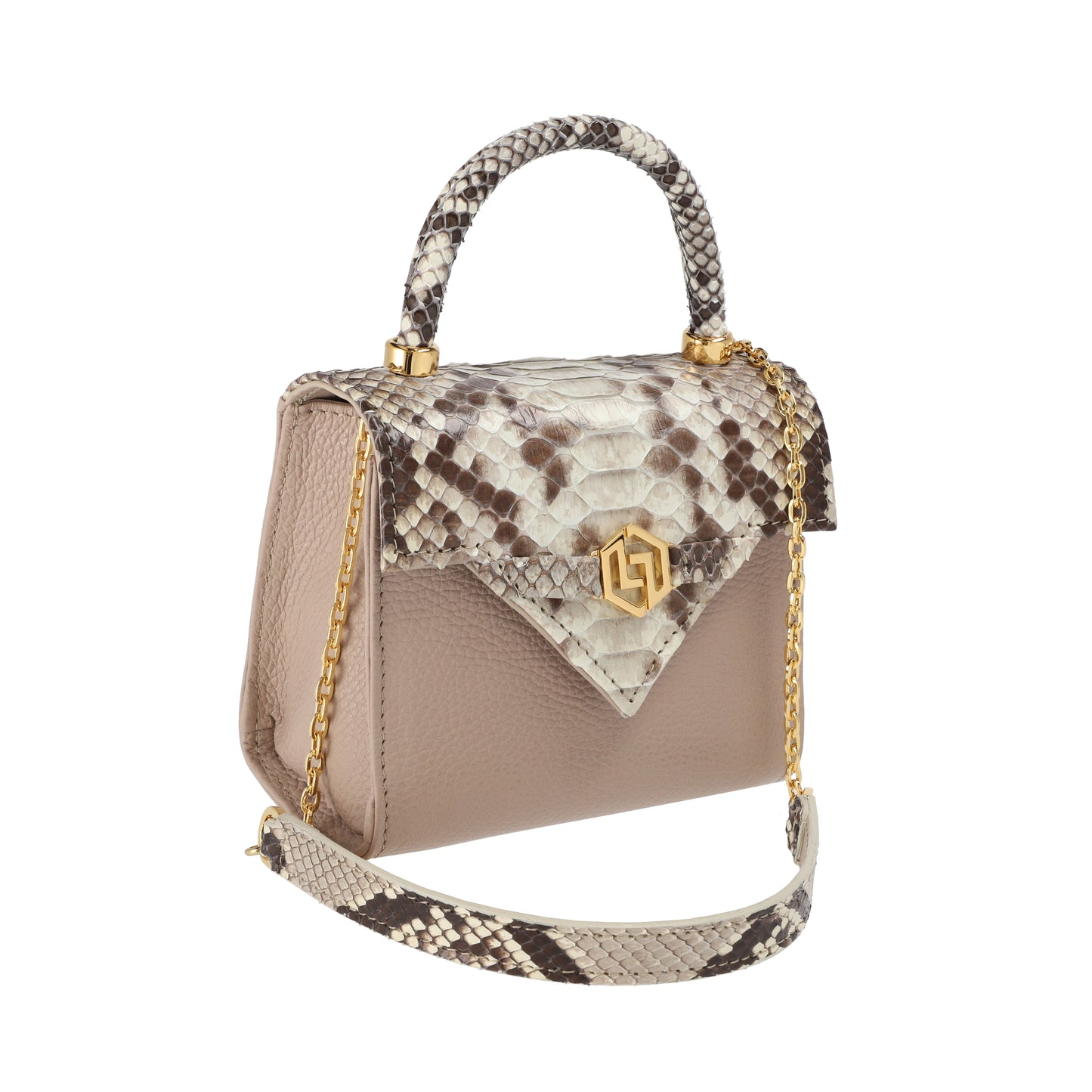 Natural w/ cream combo - Micro Bag Python with Cream Cow Leather