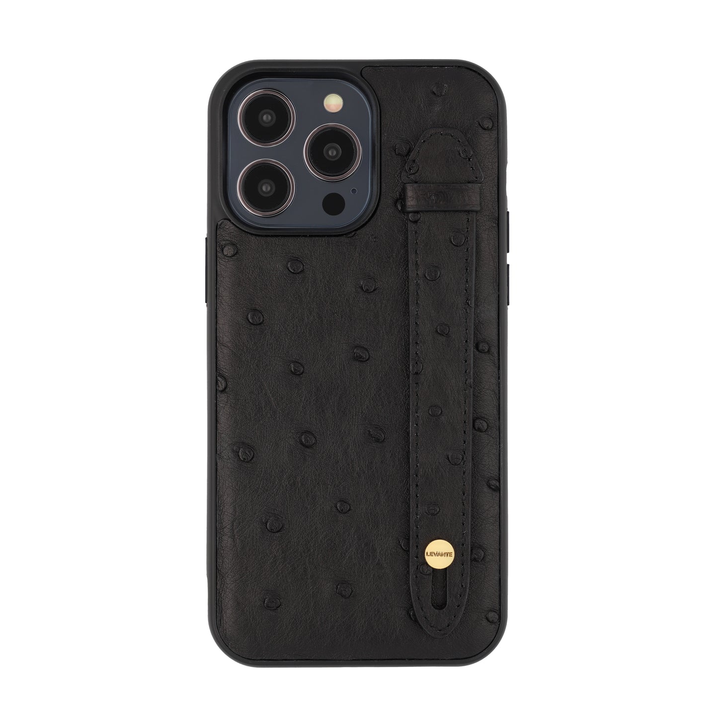 Black - iPhone 14 pro max mobile case Ostrich (Gold Stud)