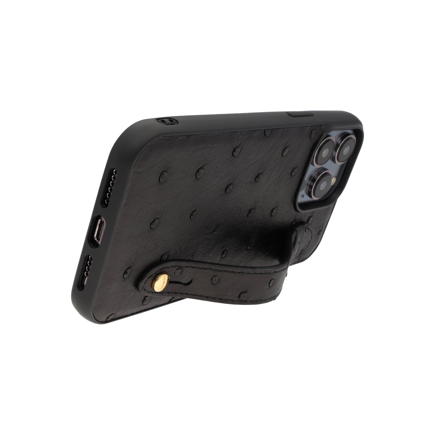 Black - iPhone 14 pro max mobile case Ostrich (Gold Stud)