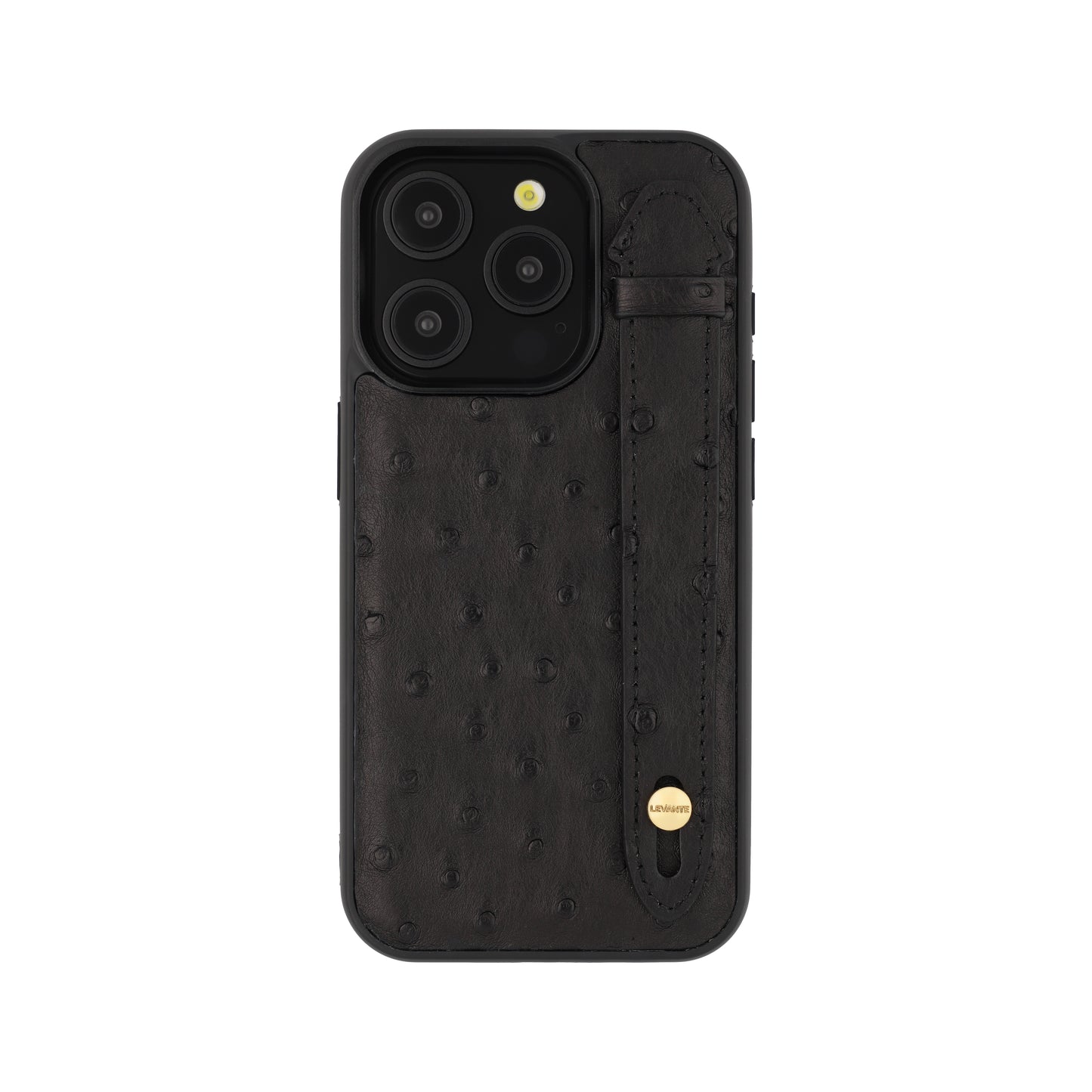 Black - iPhone 15 pro mobile case Ostrich (Gold Stud)