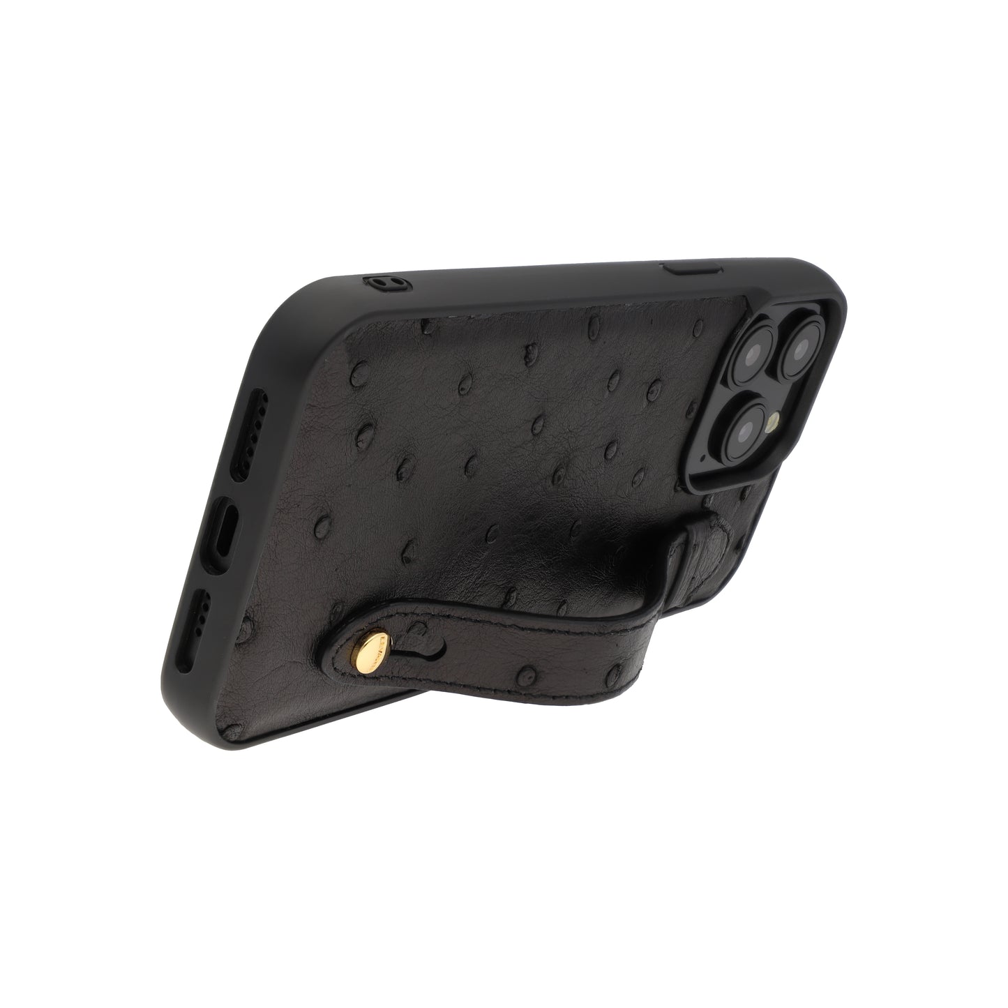 Black - iPhone 15 pro max mobile case Ostrich (Gold Stud)