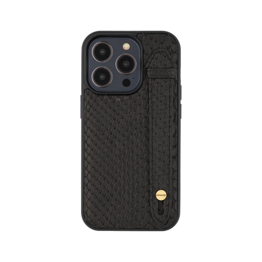 Black - iPhone 14 pro mobile case Python (Gold Stud)