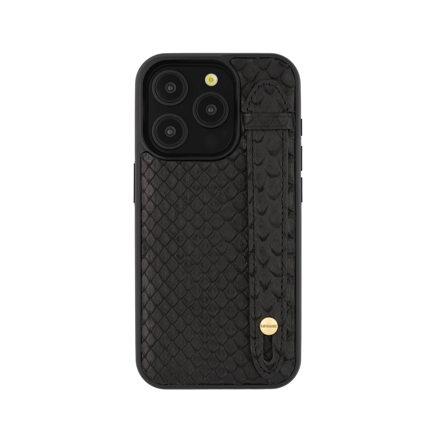 Black - iPhone 15 pro mobile case Python (Gold Stud)