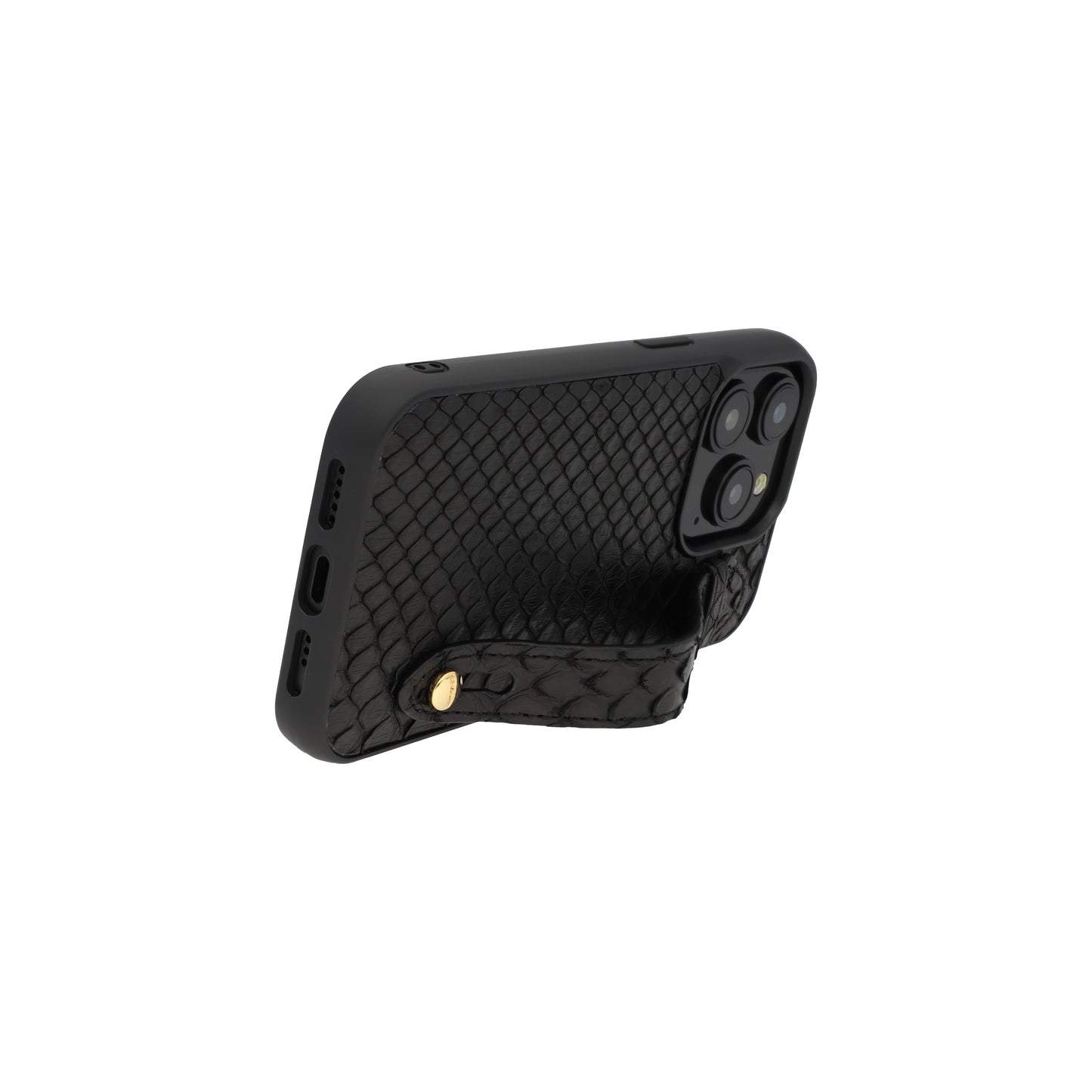 Black - iPhone 15 pro mobile case Python (Gold Stud)