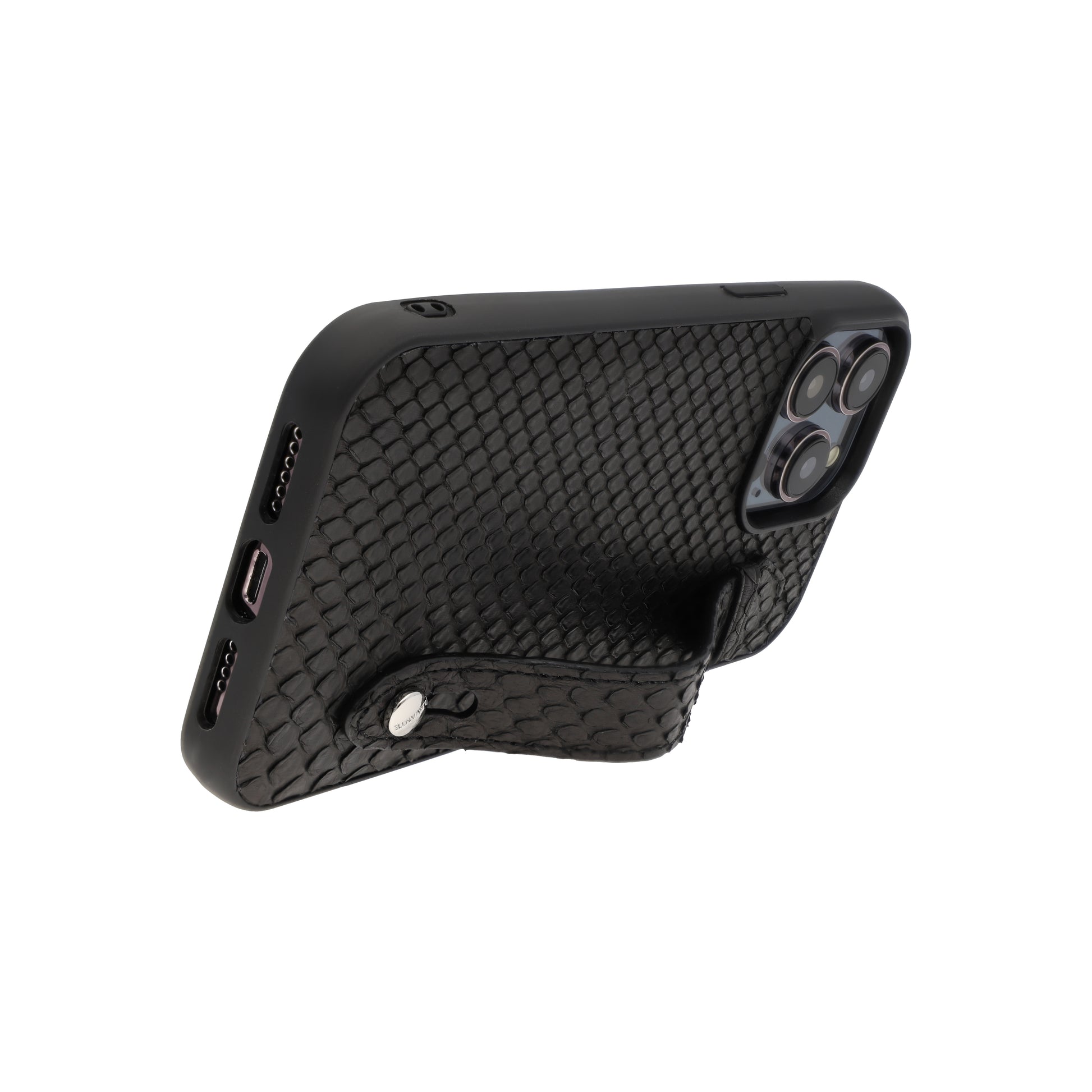 Black - iPhone 14 pro max mobile case Python (Silver Stud) Levante luxury Black - iPhone 14 pro max mobile case Python (Silver Stud) Levante luxury