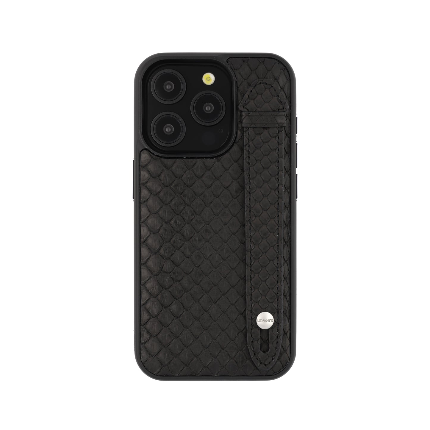 Black - iPhone 15 pro mobile case Python (Silver Stud)