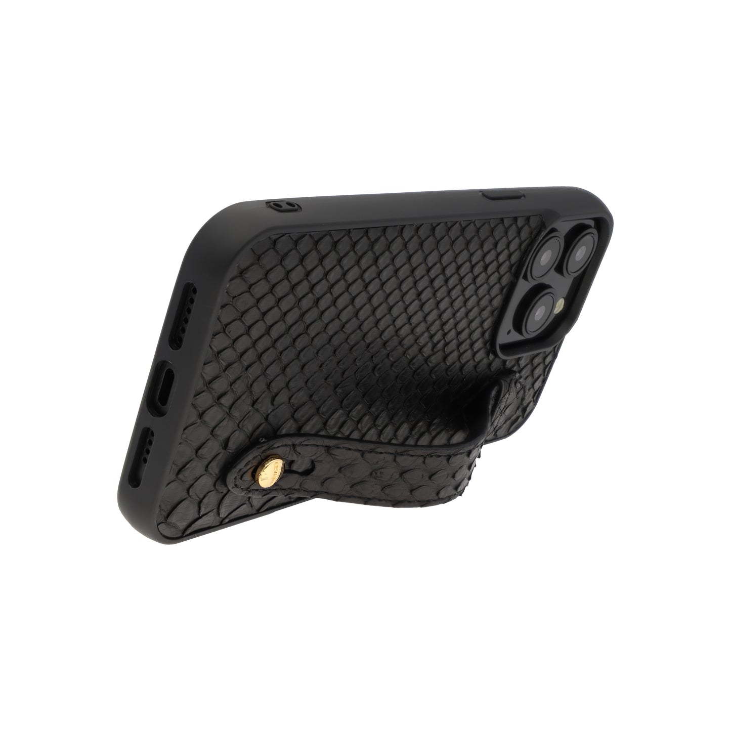 Black - iPhone 15 pro max mobile case Python (Gold Stud)